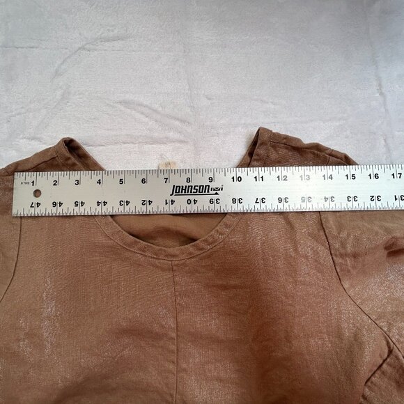 Tancredi & Morgen Women's Shift Midi Dress Side Slit Linen Brown Size Large XL - Picture 4 of 7